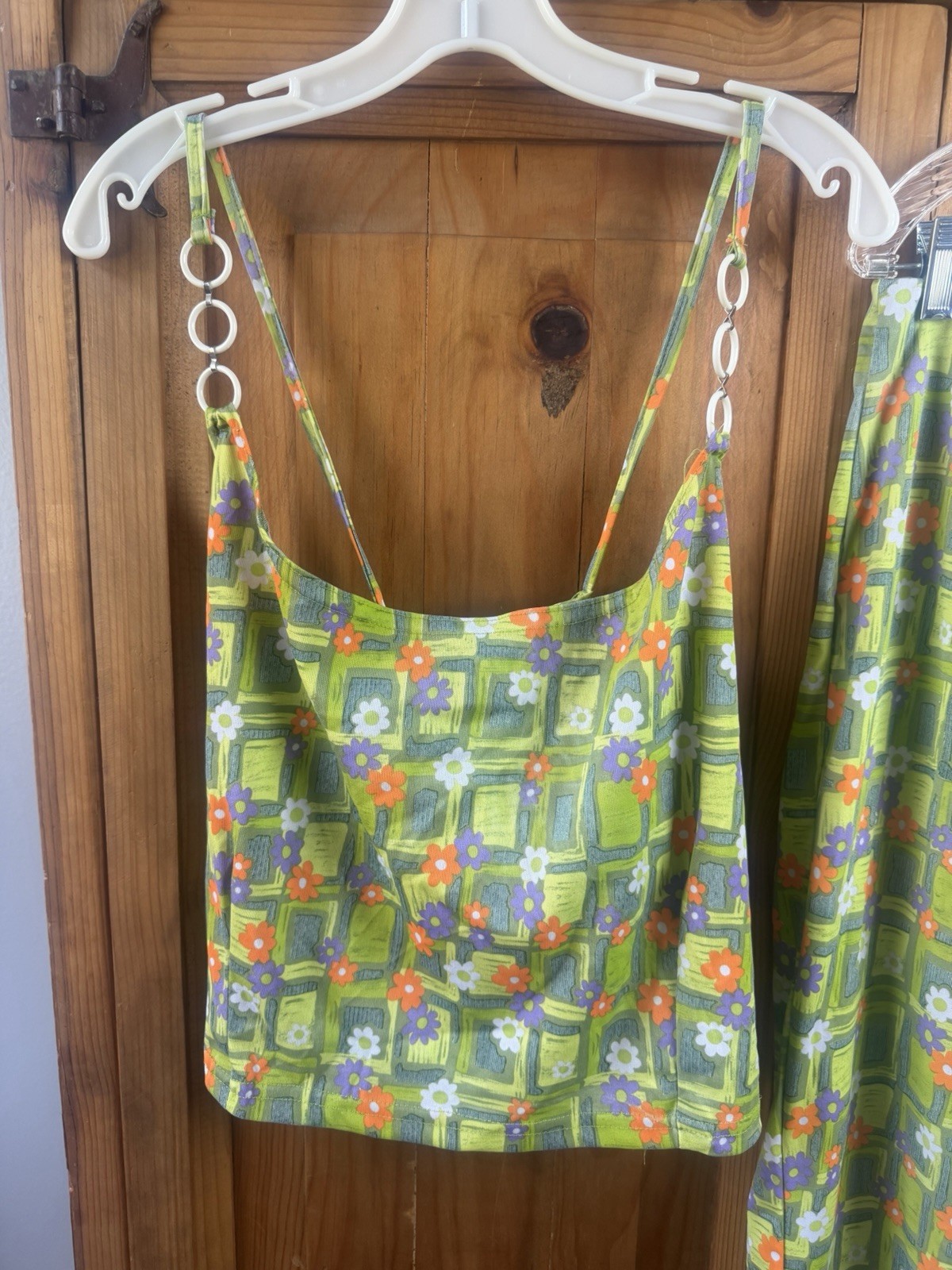 1970s Vintage Women’s Floral Print 2 Pc Outfit Hippie Retro Summer #330