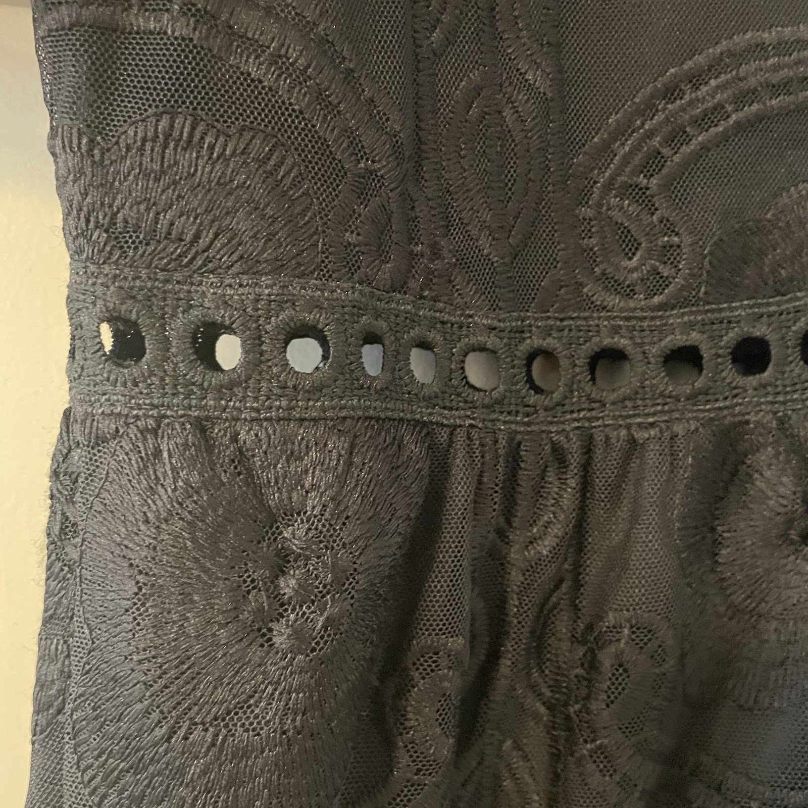 Women’s Black Lace Maxi Dress Sz XL Wedding Formal Event Whimsigoth Details