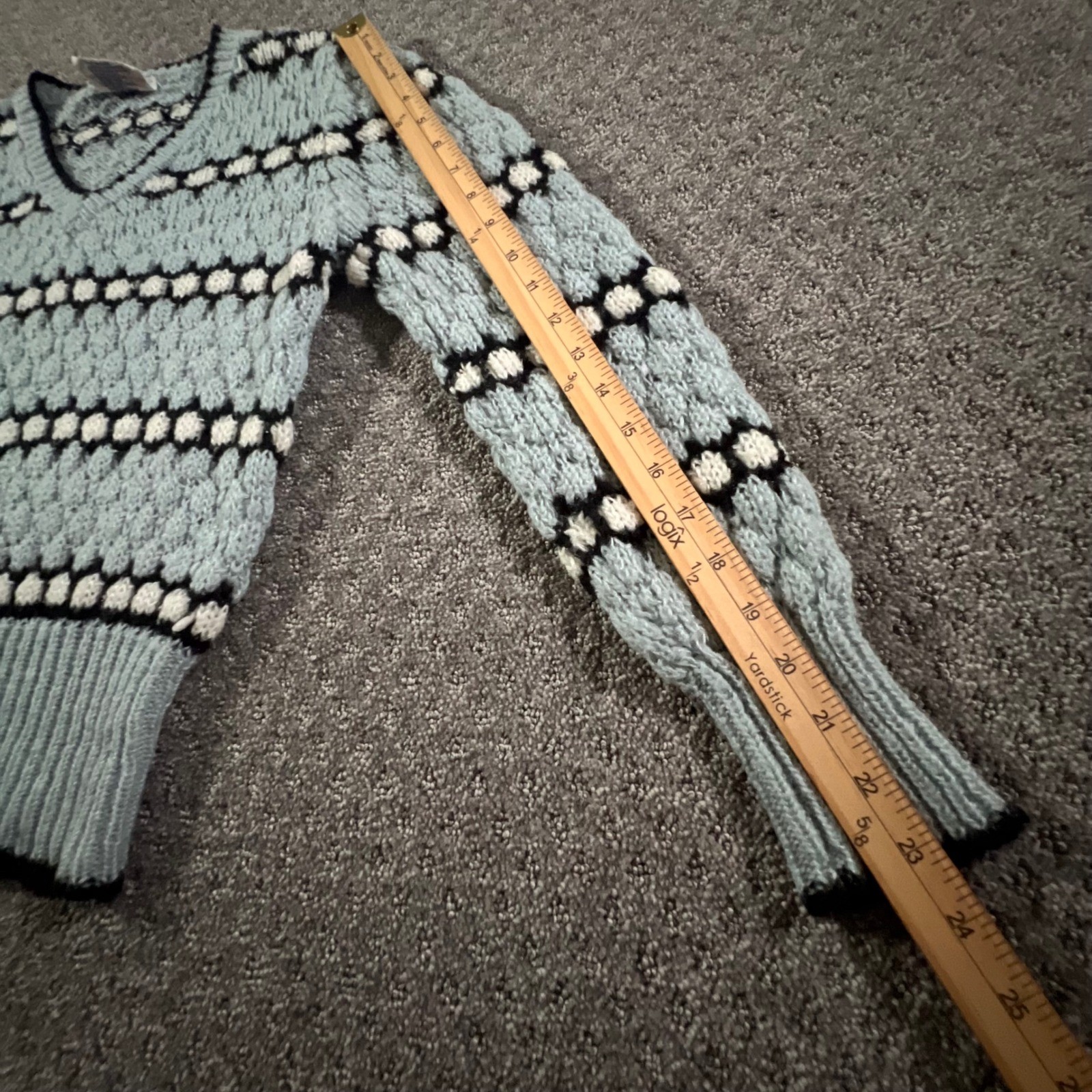 Western Connection Sweater Womens Medium Blue Vintage 80s Popcorn Knit V-Neck