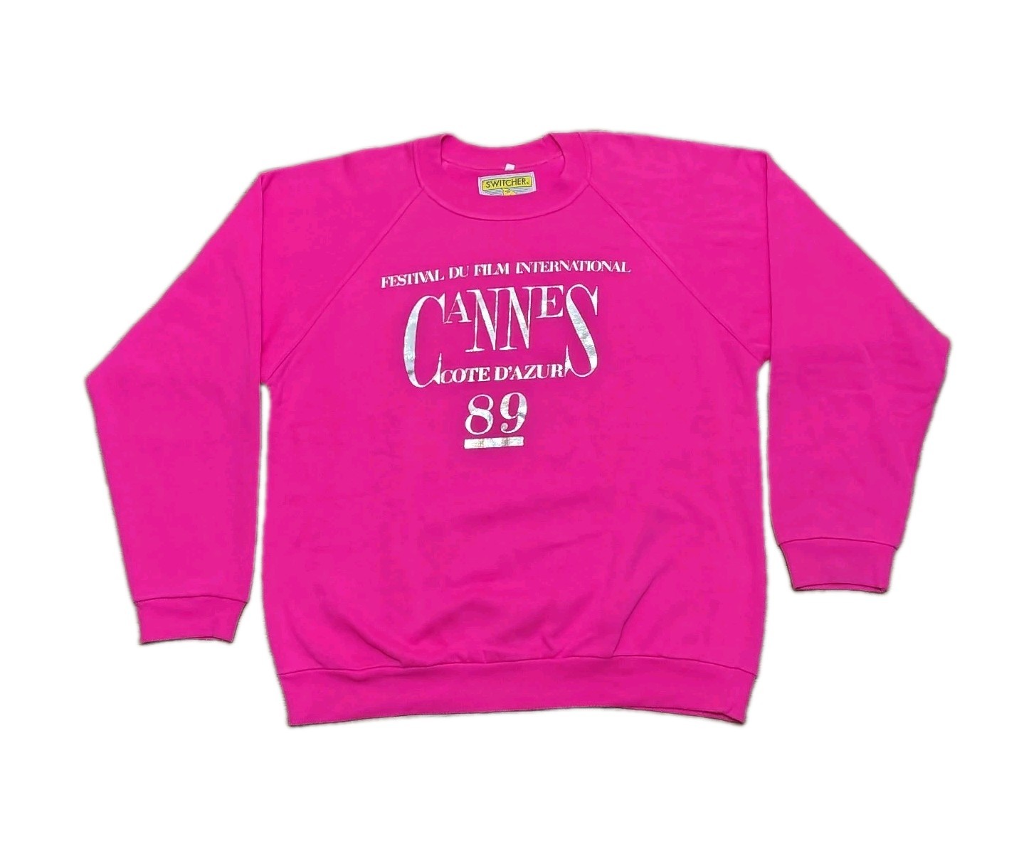 Vintage Switcher 89 Cannes Film Festival Staff Crew Sweatshirt Pink Raglan Large