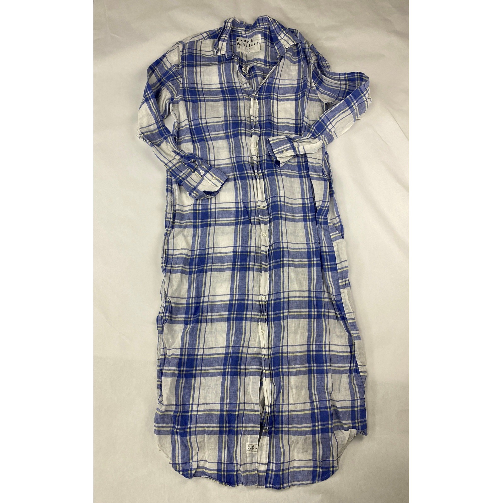 Frank & Eileen Rory Dress Women’s Size Large Lived in Yellow Blue Plaid