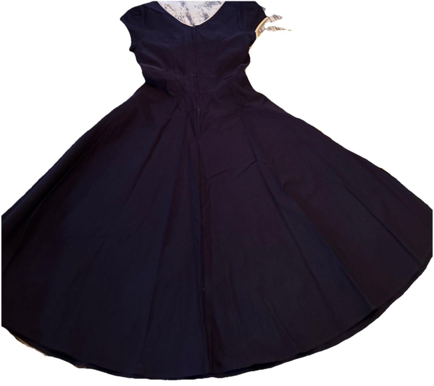 Swing Dress BELINDA Blue Full Skirt L Celebrity Brand Vintage Retro NWT $170