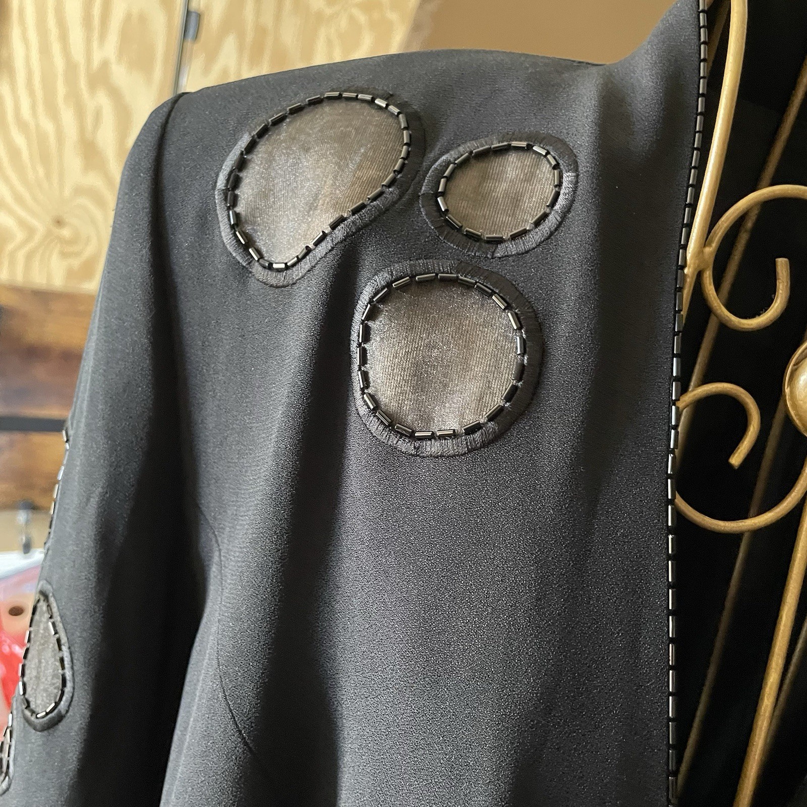 Lillie Rubin Vtg (80’s) Daymor Couture Black Coat Dress Beading 10 Hong Kong