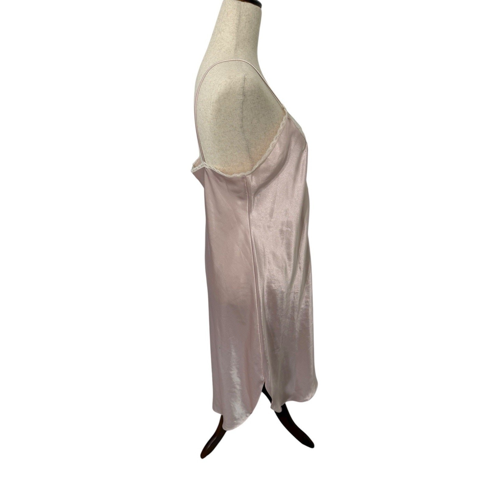 Vintage Inner Most Blush Pink Satin Slip Dress S Lace Trim Nightgown Coquette