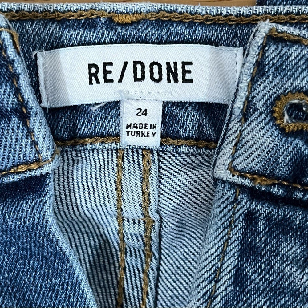 RE/DONE 70s Stove Pipe Jeans Blue 24 High Rise Straight Raw Hem Trendy