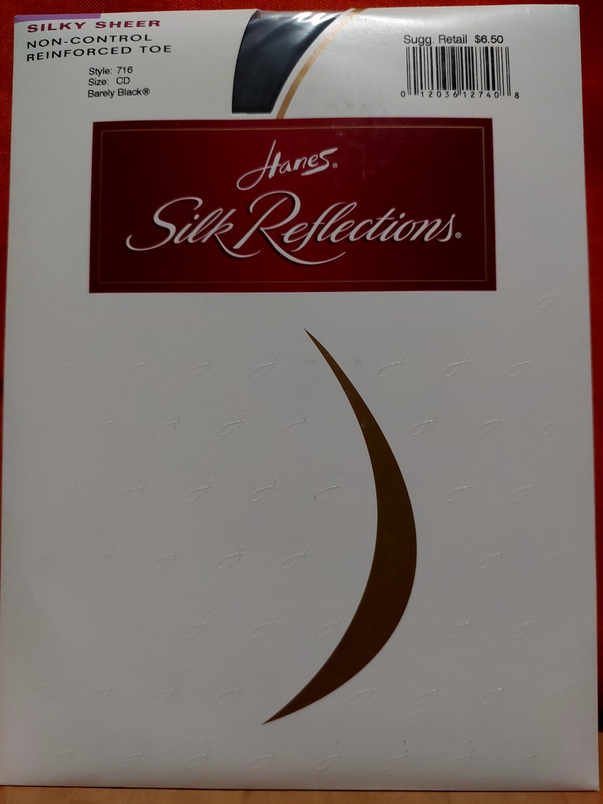 Vintage Pantyhose Hanes Silk Reflections Color Barely Black Size C-D BDR4