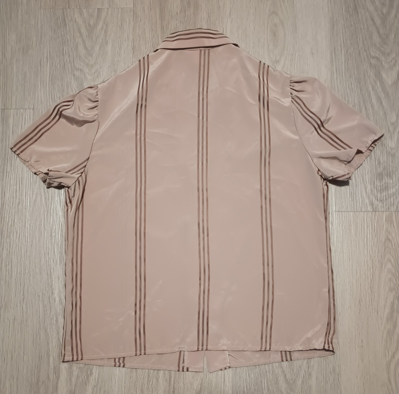 Vtg 70s SHANA OF CALIFORNIA Brown Striped Jacquard MINIMALIST Top MOD office M