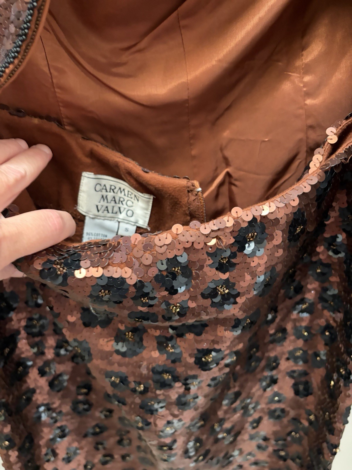 Vintage 1990s Carmen Marc Valvo Sequin Skirt & Jacket Size Small Leopard