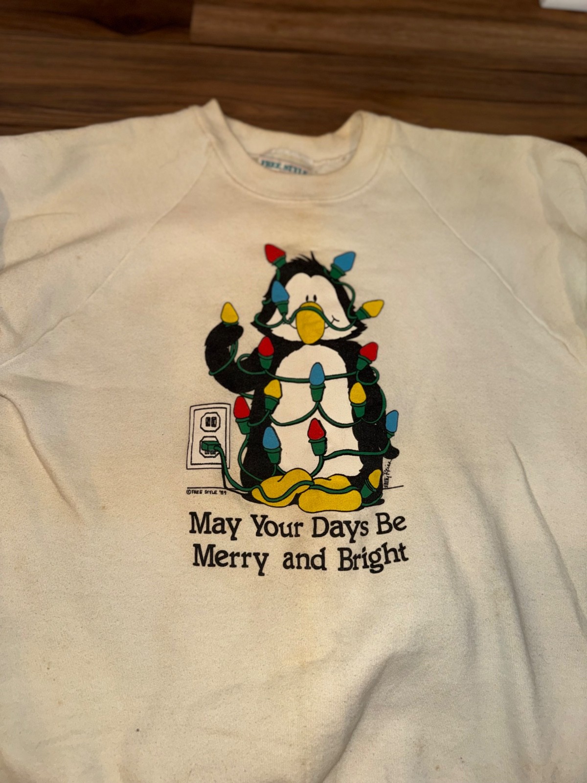 Vintage 80s Ugly Christmas Sweater Penguin Size Large
