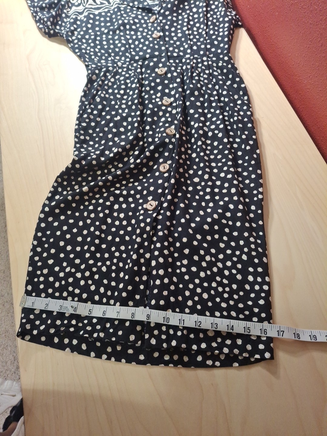 Vtg 80-90s JSJ Petite Button Up Sheath Pencil Dress Midi Black Polka Dot Rayon S
