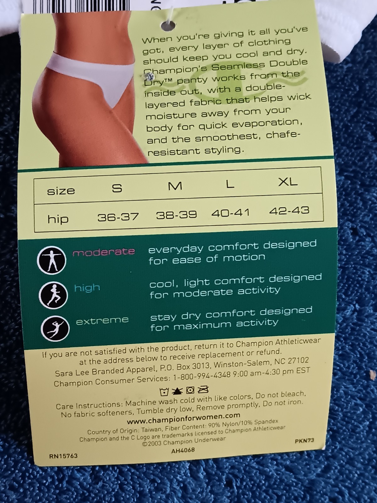 2003 VTG CHAMPION Double Dry SEAMLESS SPORT Panty L THONG 4613 NWT White Undi