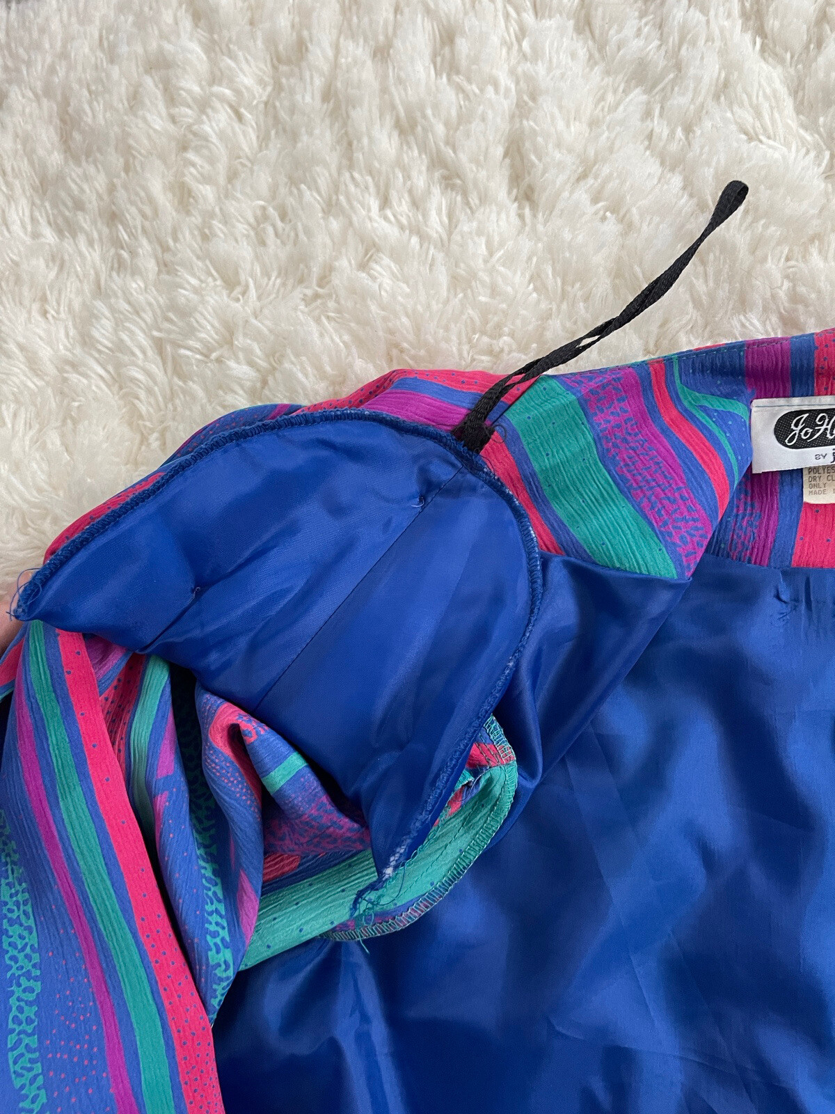 Vintage 80s Colorful Rainbow Women’s Jacket Jo Hanna York Polyester 18W