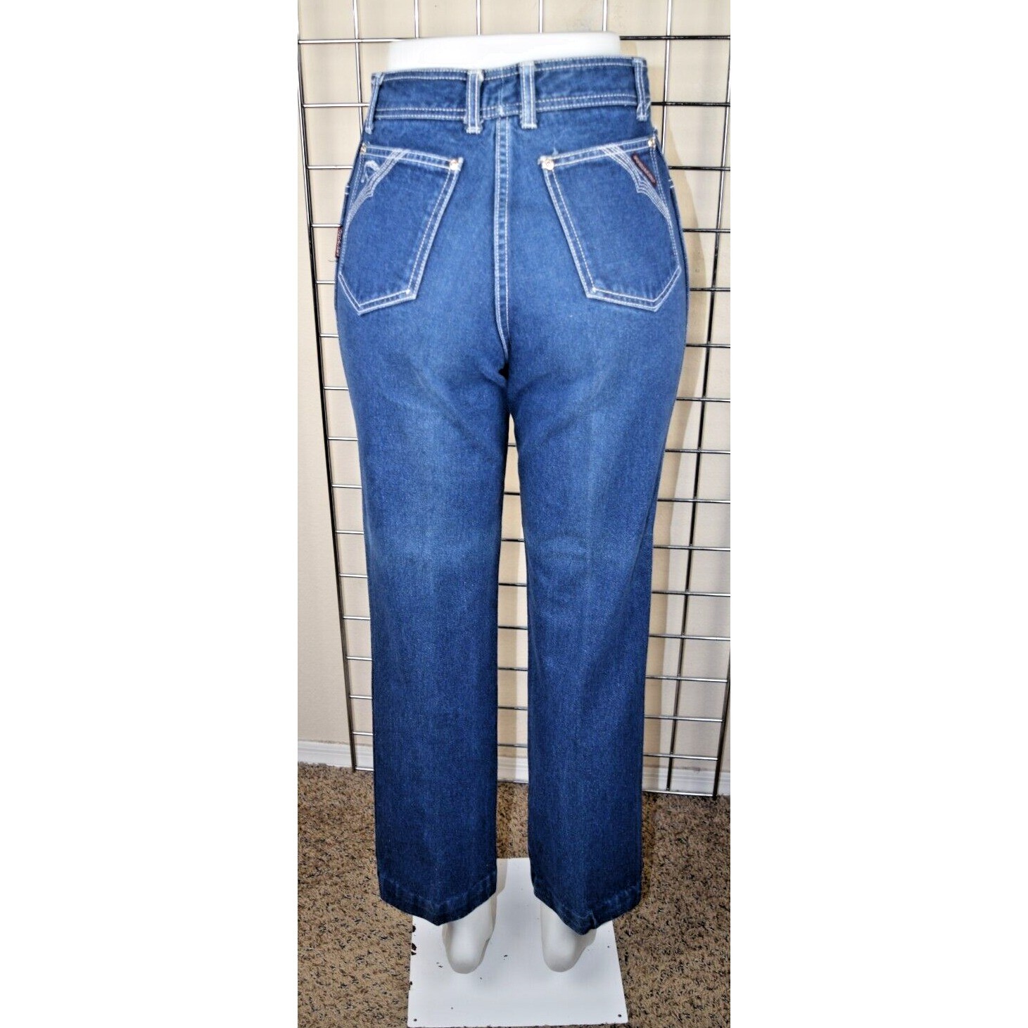 Vintage Jordache Jeans Size 28X28 80s Blue White Stitch High Rise Straight Leg