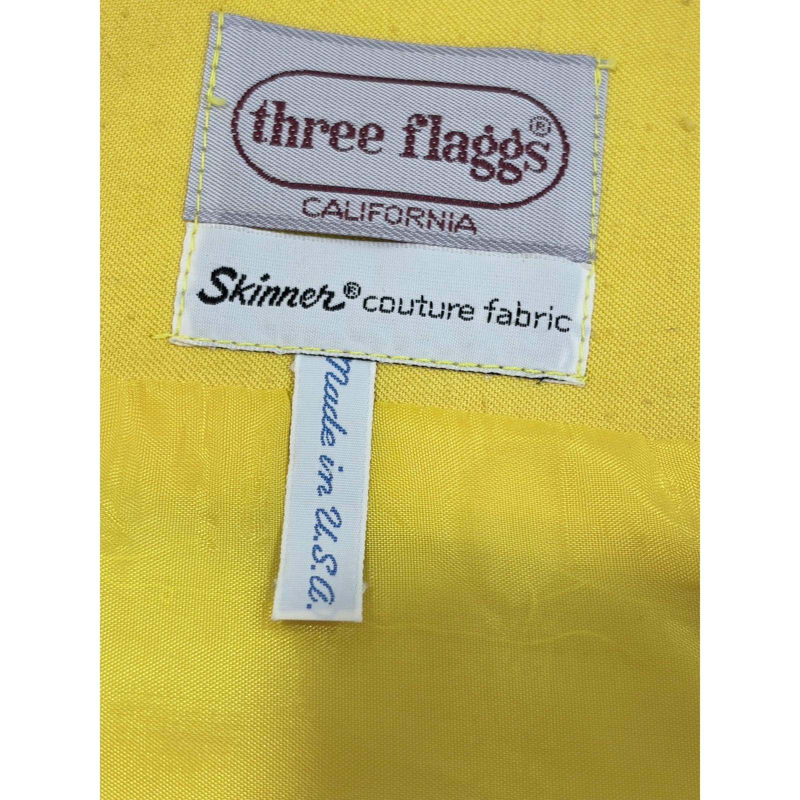 Vintage 80s Edith Flagg Three Flaggs Yellow Skirt Suit Skinner Couture Fabric 10