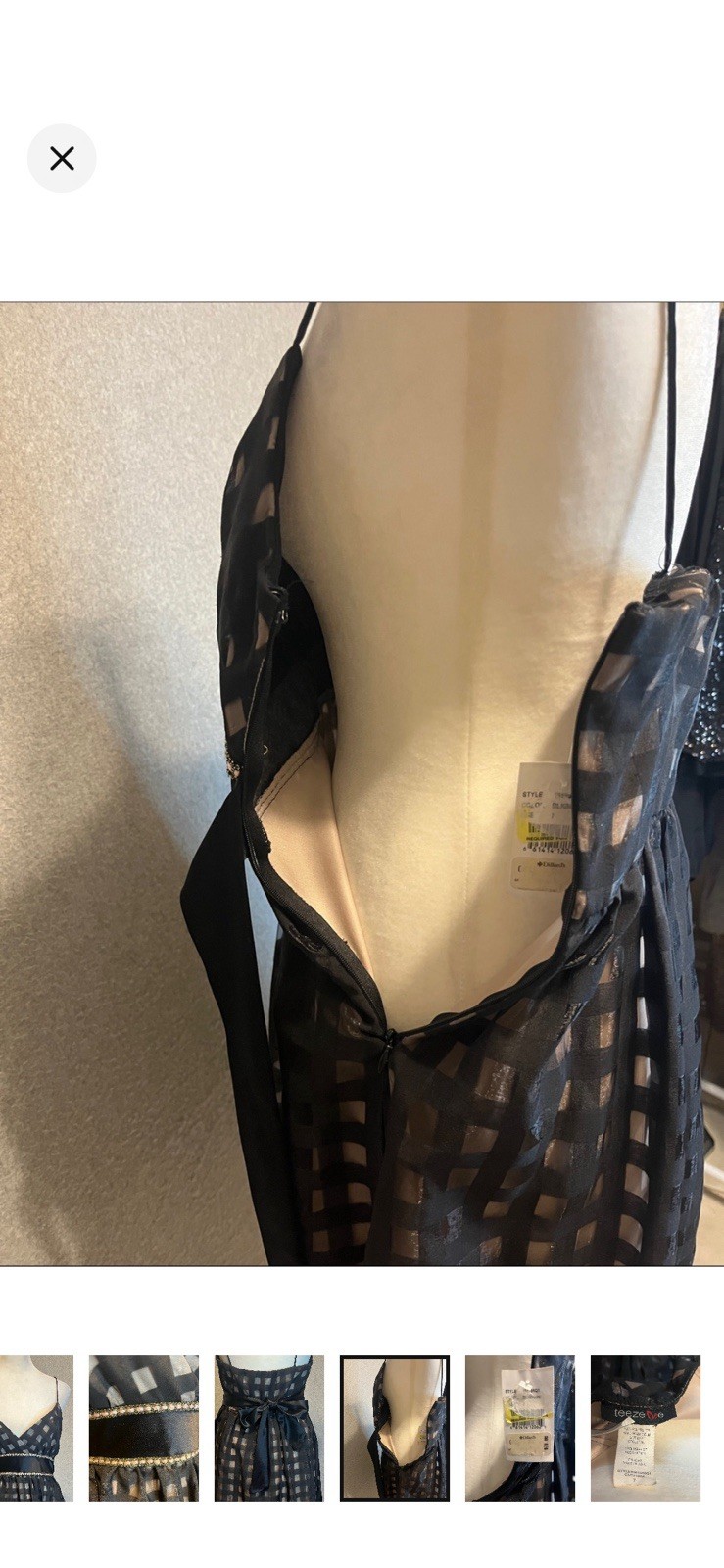 VTG 90s Teeze Me Black Formal Party Dress Fit + Flare Babydoll Sheer Straps NWT