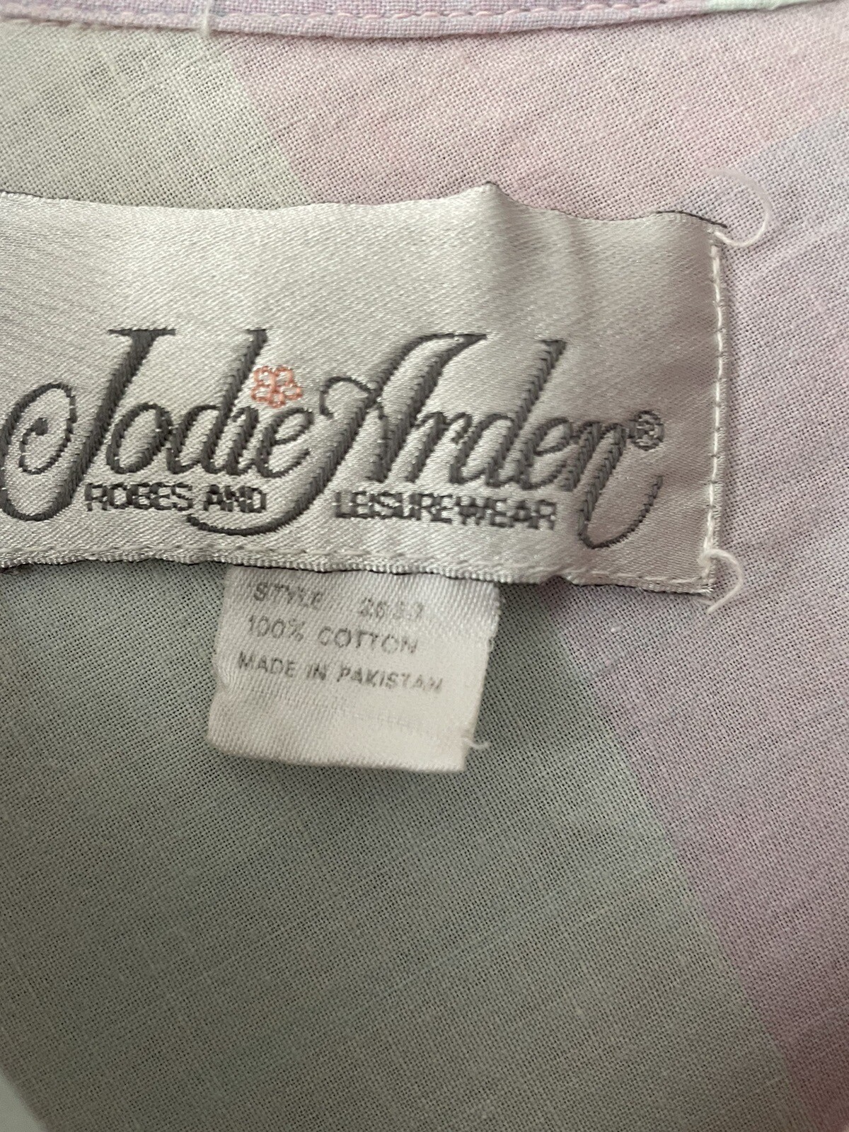 Vtg Jodie Arden Cotton Nightgown Robe Long Sleeve Sz L Multicolor Button 80’