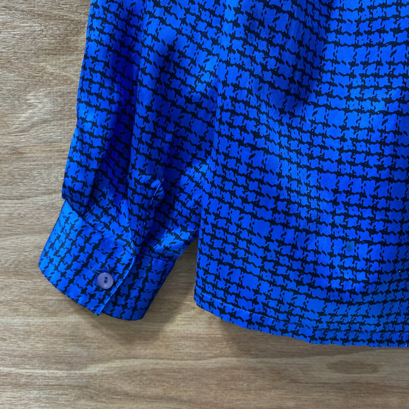 Vtg 90’s Oscar De La Renta Collectibles Collection Black & Blue Blouse Sz 10