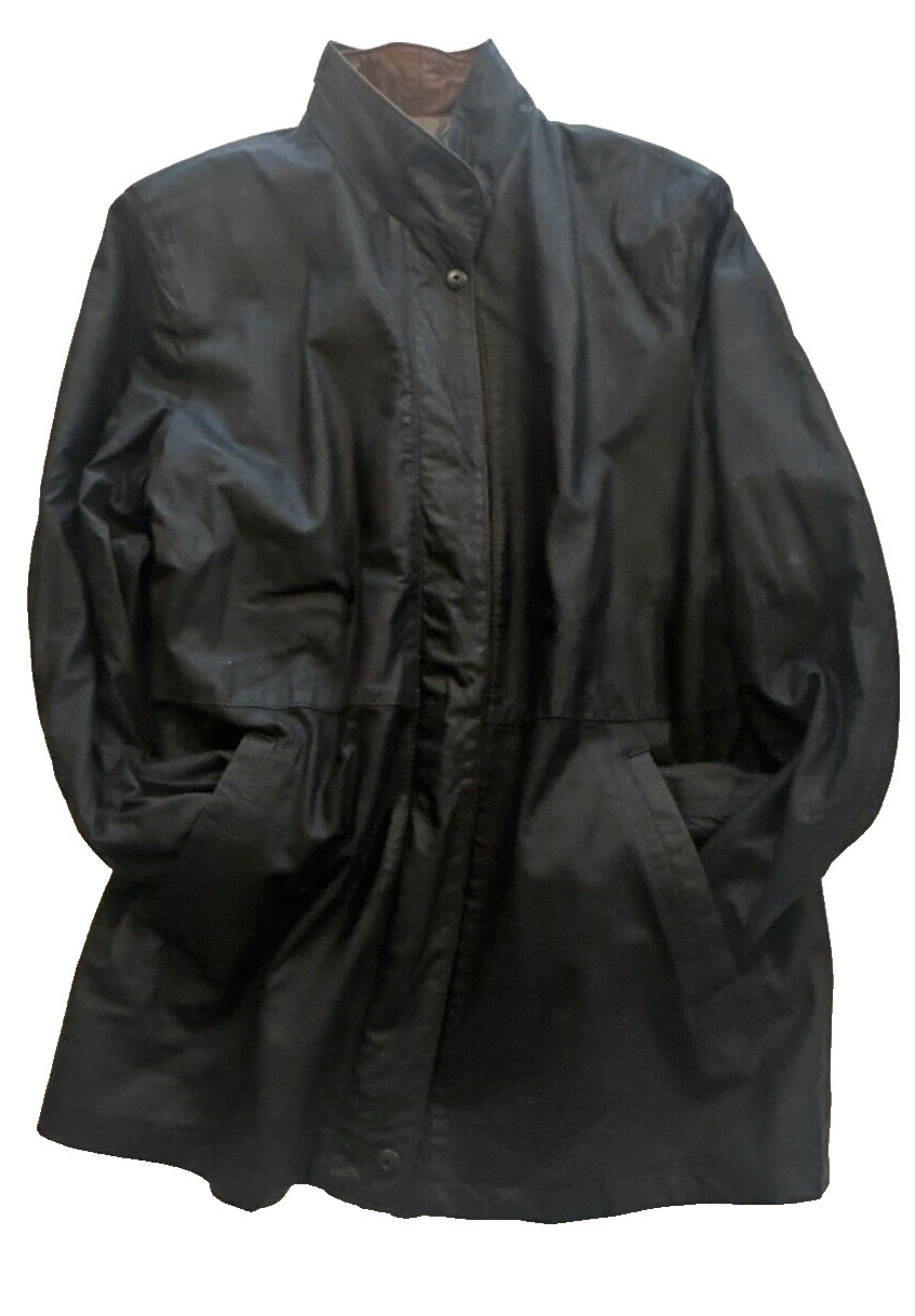 Remy Soft Leather Coat Jacket Drop Waist Black Women’s Size Medium Vintage