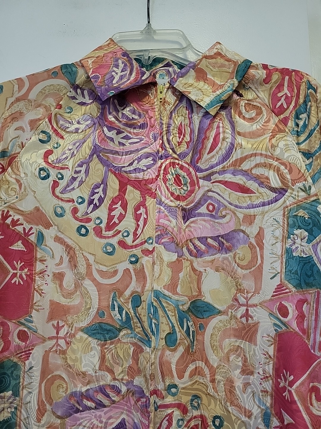 Mary Mcfadden Vintage Long Peignoir Set Gold Purple Pink Small