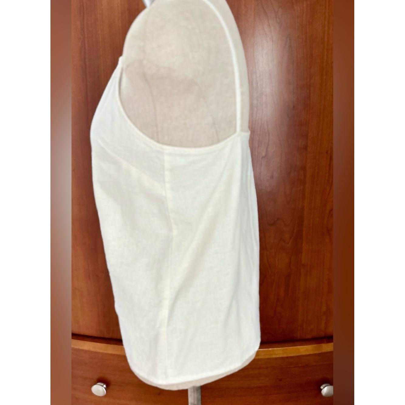 Topshop Ivory Linen Blend Button Front V-Neck Cami Top Size US 4