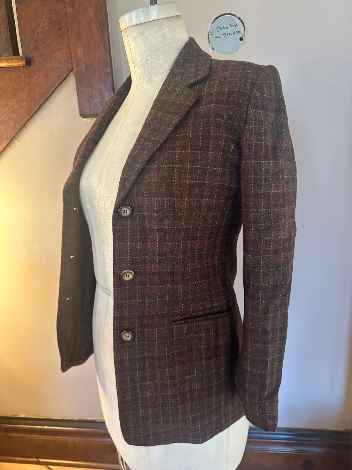 Vintage Character Suburbanwear Plaid Tweed Blazer Brown Wool Blend Jacket sz 6