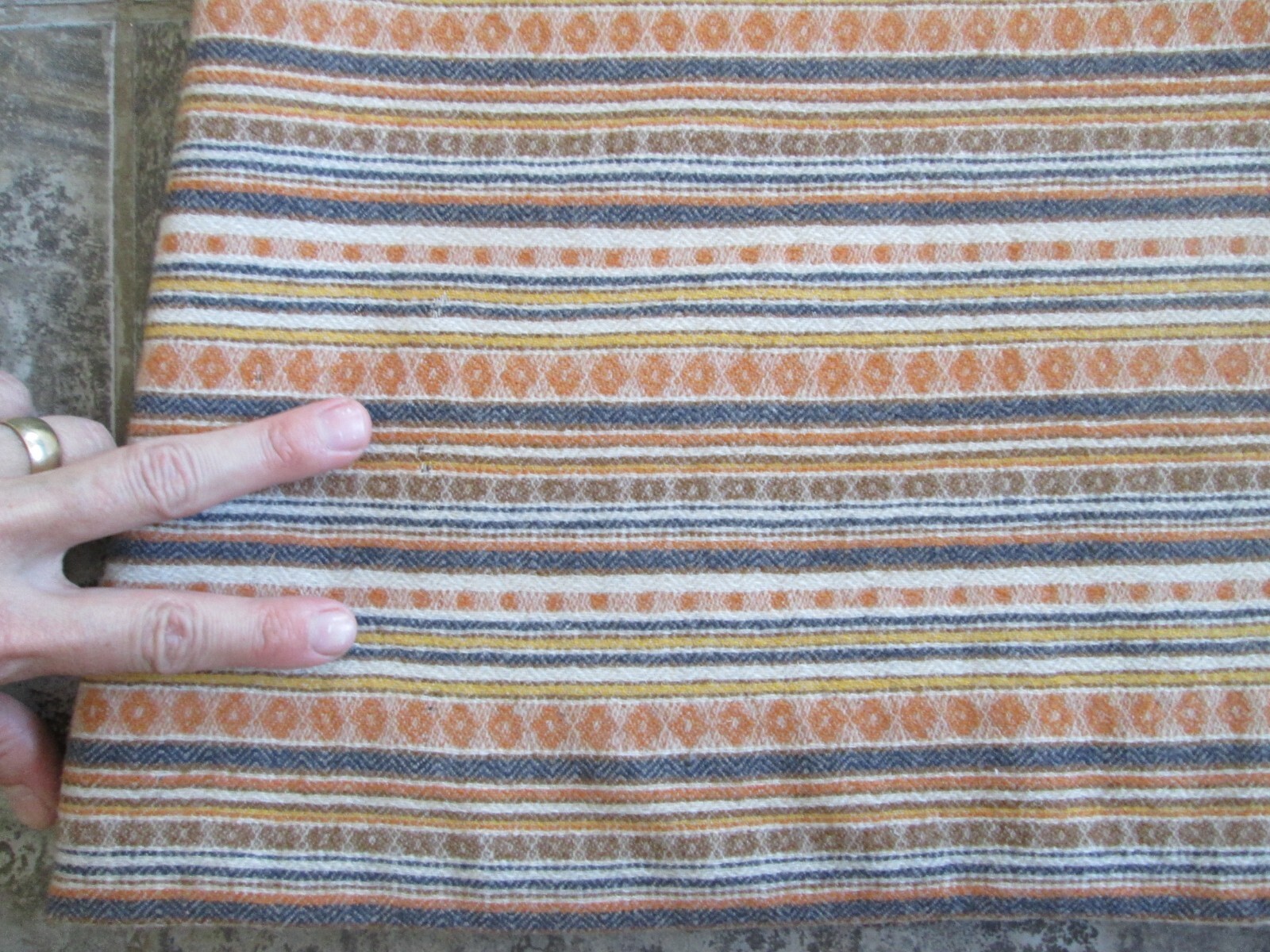 Vintage Pendleton 100% Wool Skirt 14 27″ Waist Orange Brown Stripe Long Fabric