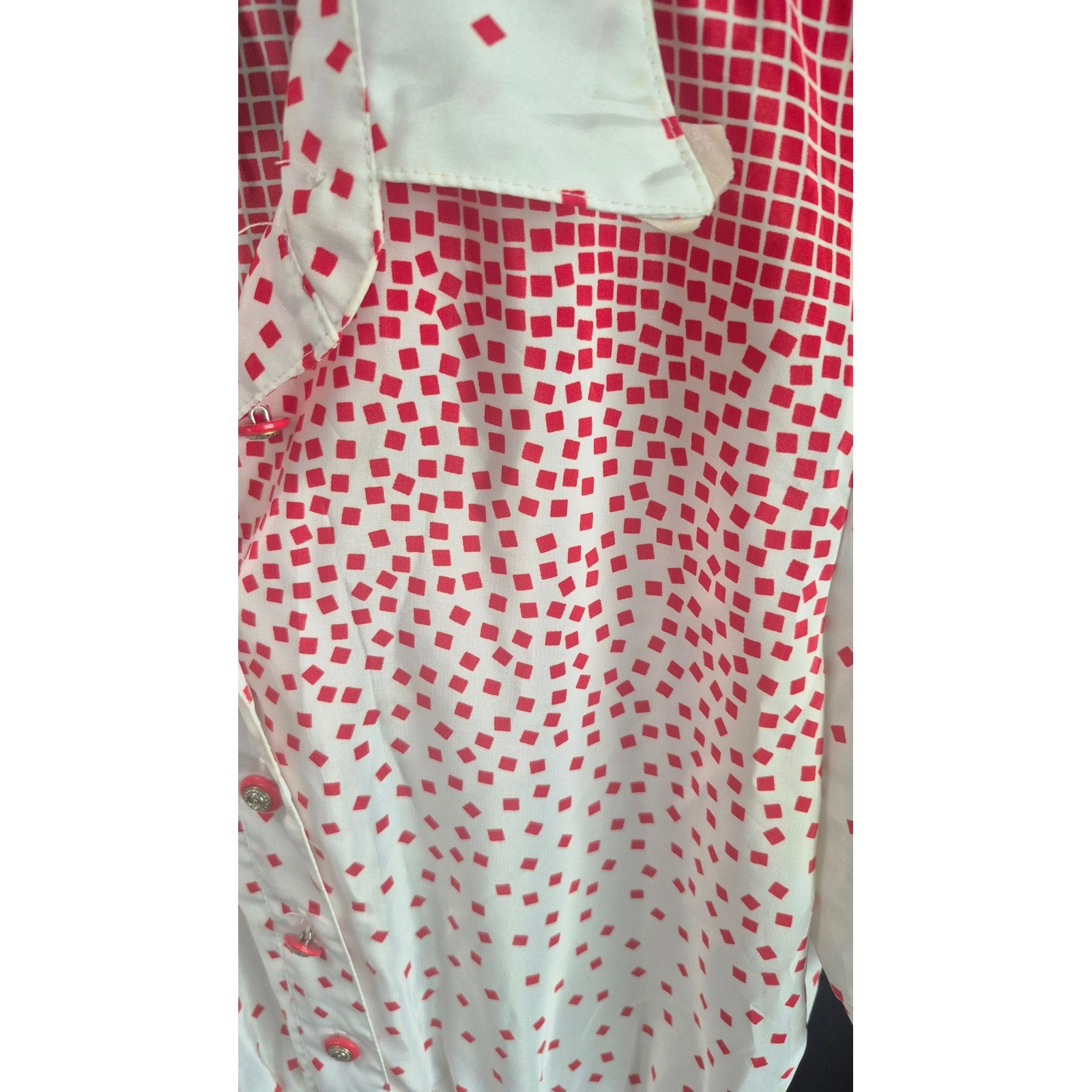 Sweetbriar Vintage Cottagecore Dress Red White Geometric Square Dot Midi 80s 90s