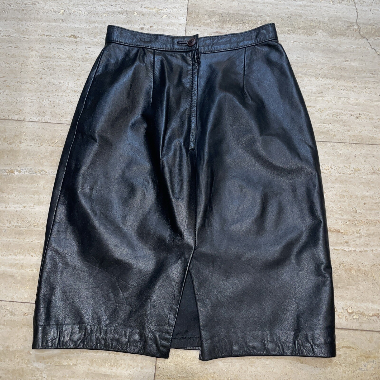 Brass Plum Skirt Nordstrom Black Genuine Leather womans Sz 3