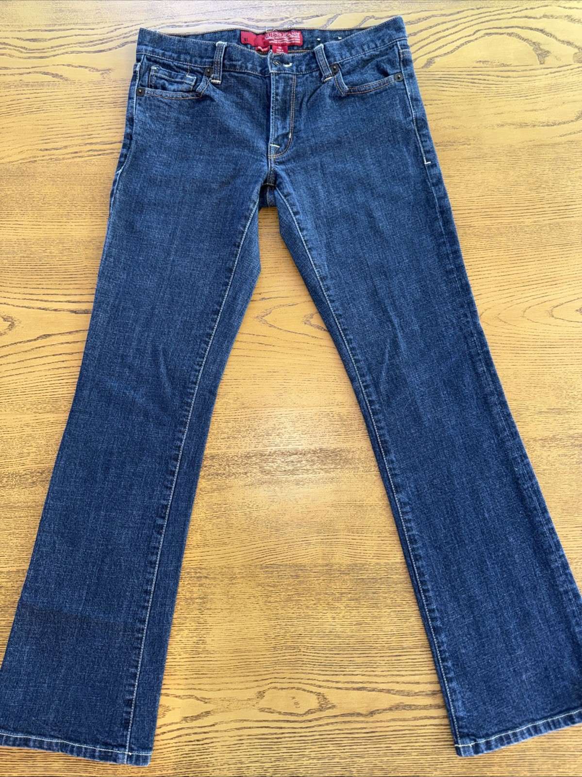 TRUE Vintage Y2K Guess Jeans Super Low Rise Flare 30 X 31 Dark Wash Stretch EUC