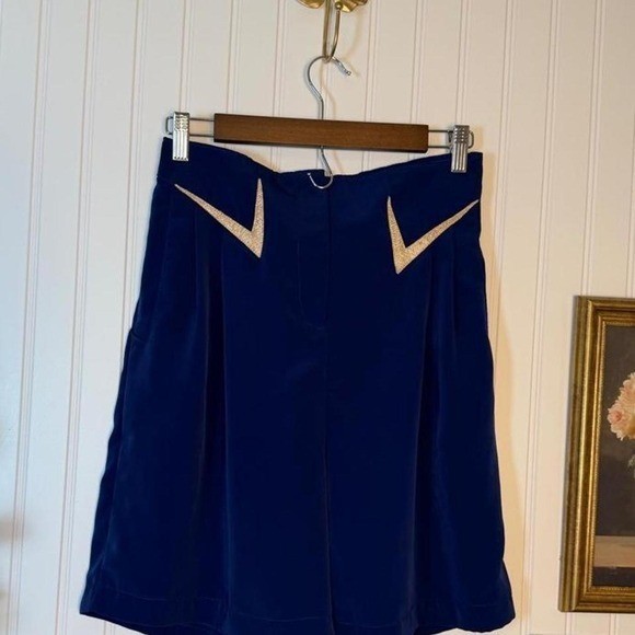 Vintage 80s Royal Blue High Waisted Culotte Shorts Medium