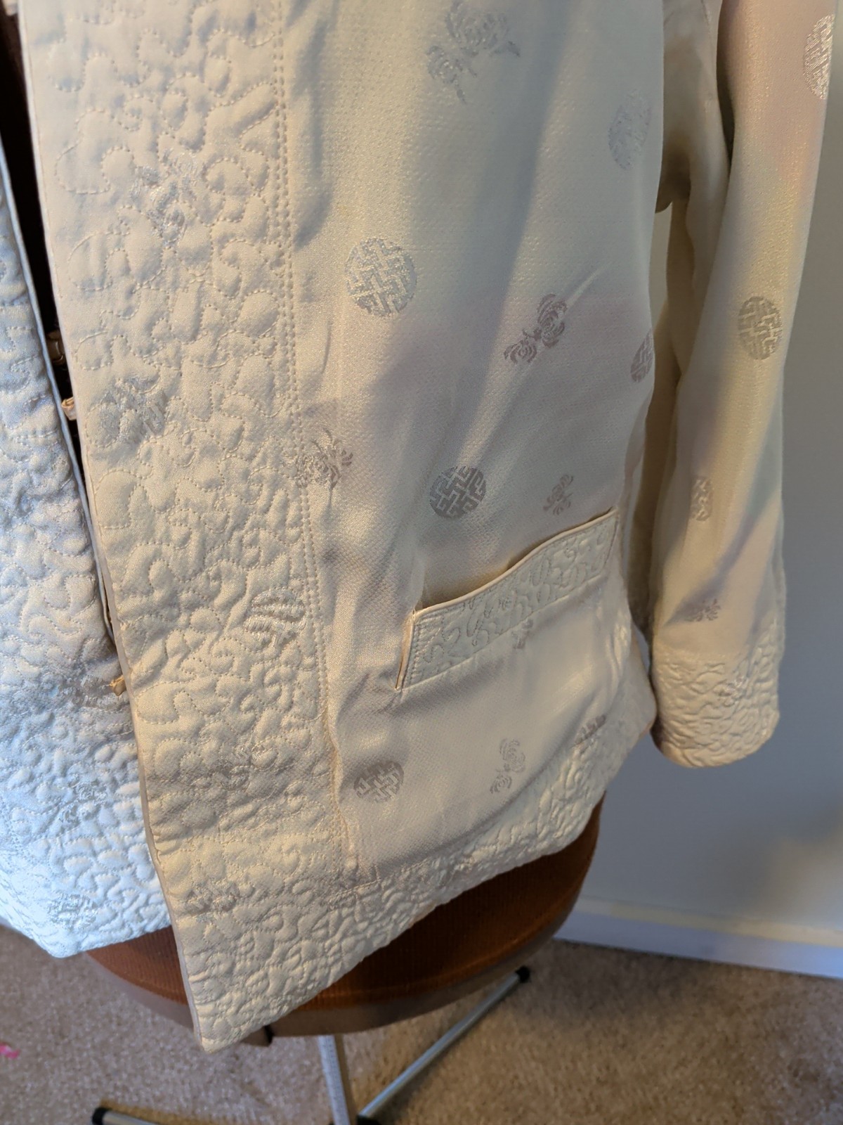 Vintage Reversible Gold/Cream Brocade Asian Style Blazer Evening 36