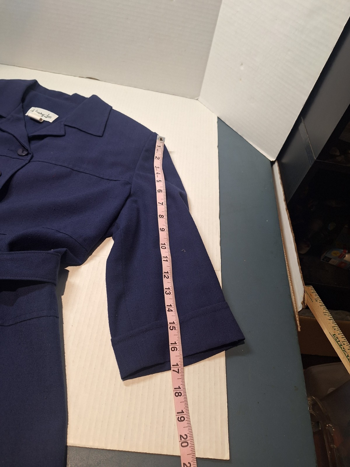 Vintage Henry Lee 2 Piece Skirt Suit, Woman’s 12, Polyester Blend, Navy Blue