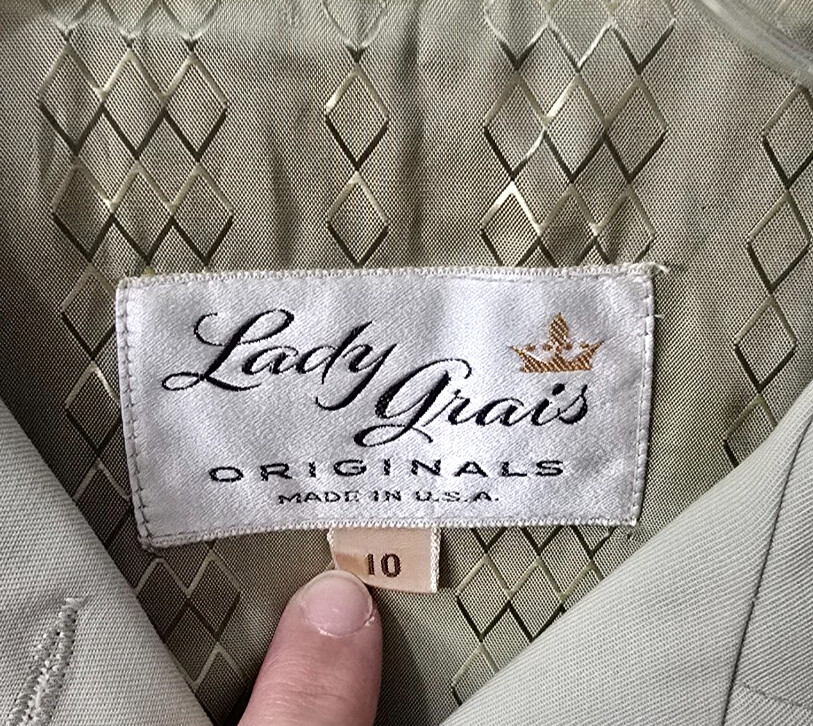 Vintage Chore Trench Jacket 10 Lined Pockets Khaki 80s Career Classic Lady Grais