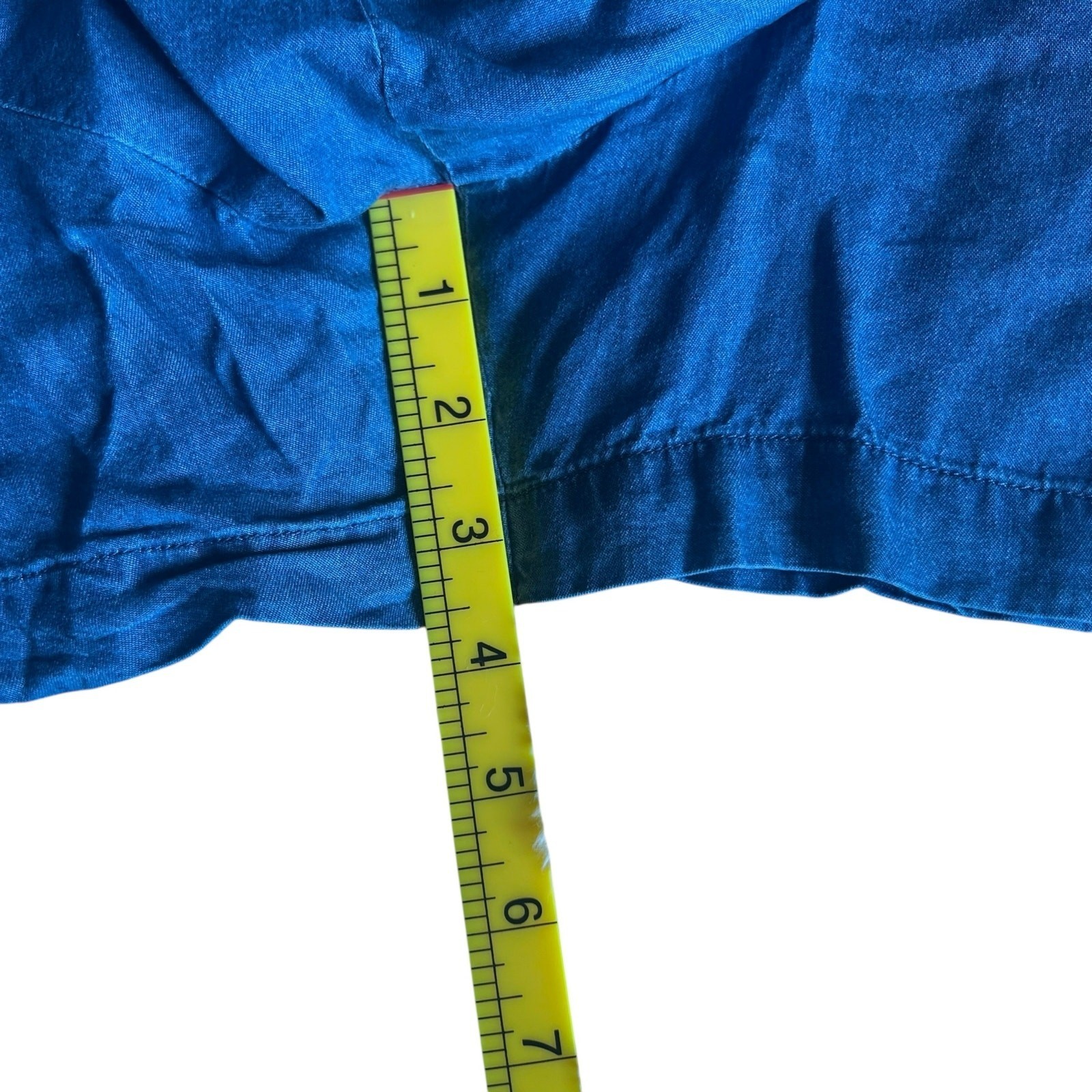 Ellandemm Tencel Denim Two Piece Set Blue Puff Sleeve Crop Top Shorts XL 2XL