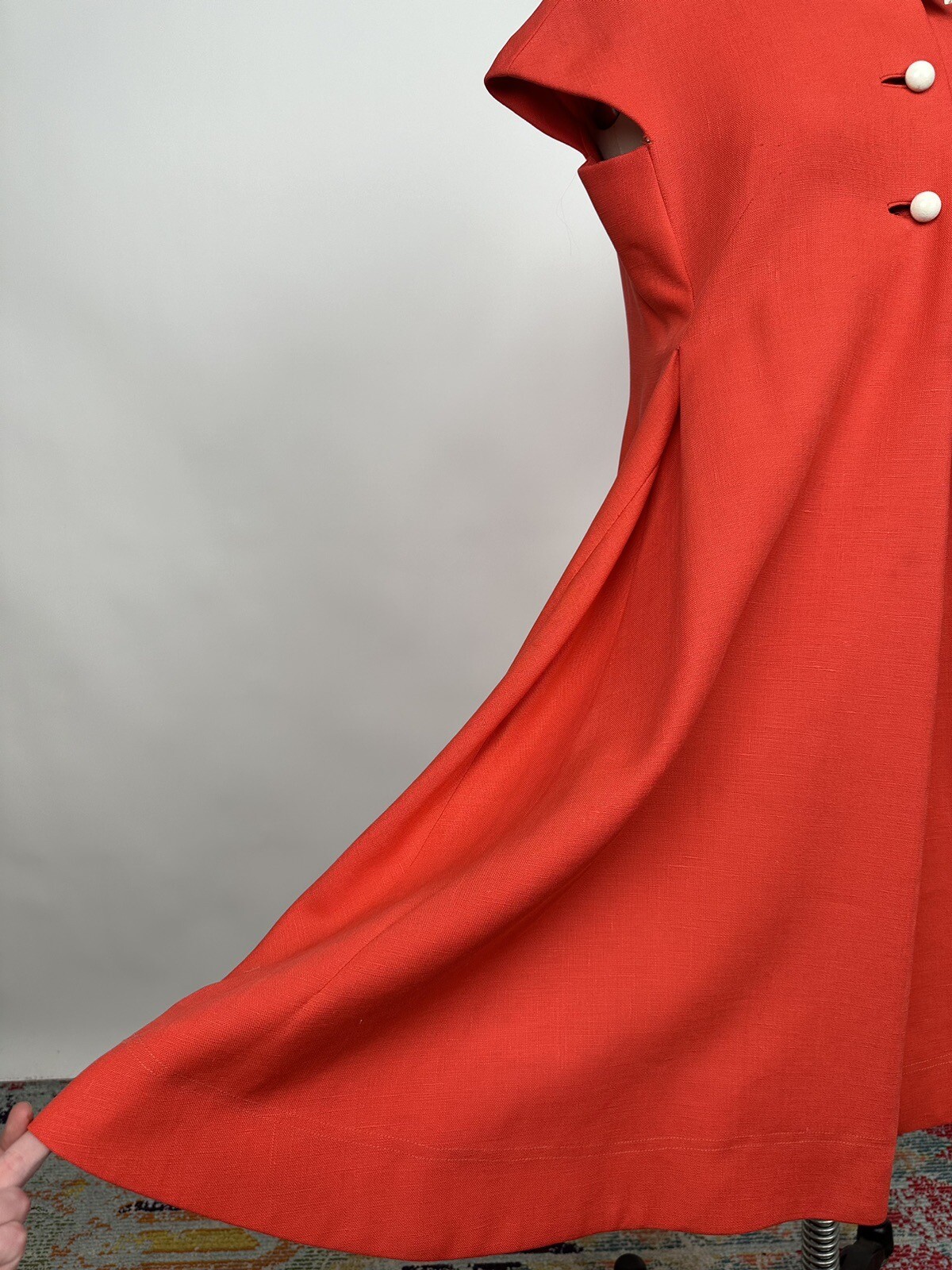 Vintage 1960s Geoffrey Beene orange Red Linen Dress Mod GoGo As Is 60s Designer