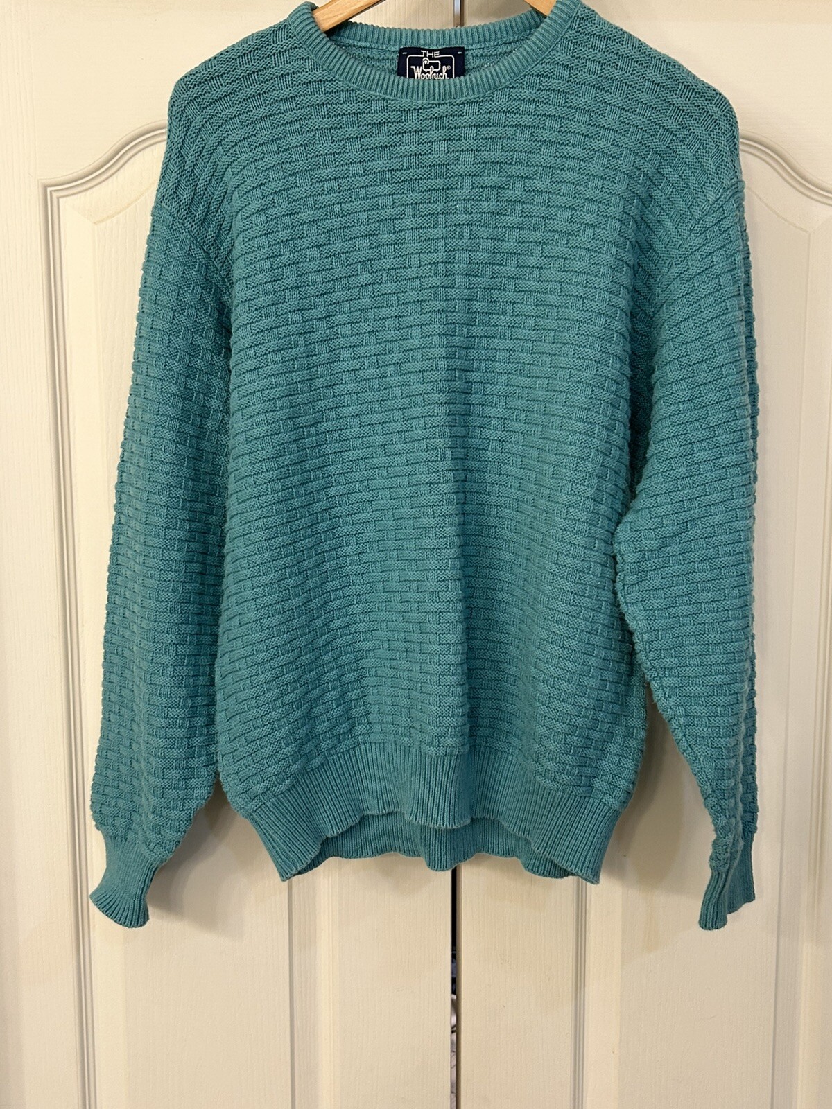 VTG 80’s Made In USA Woolrich Women’s Cotton Knit Sweater Basket Weave Crew neck