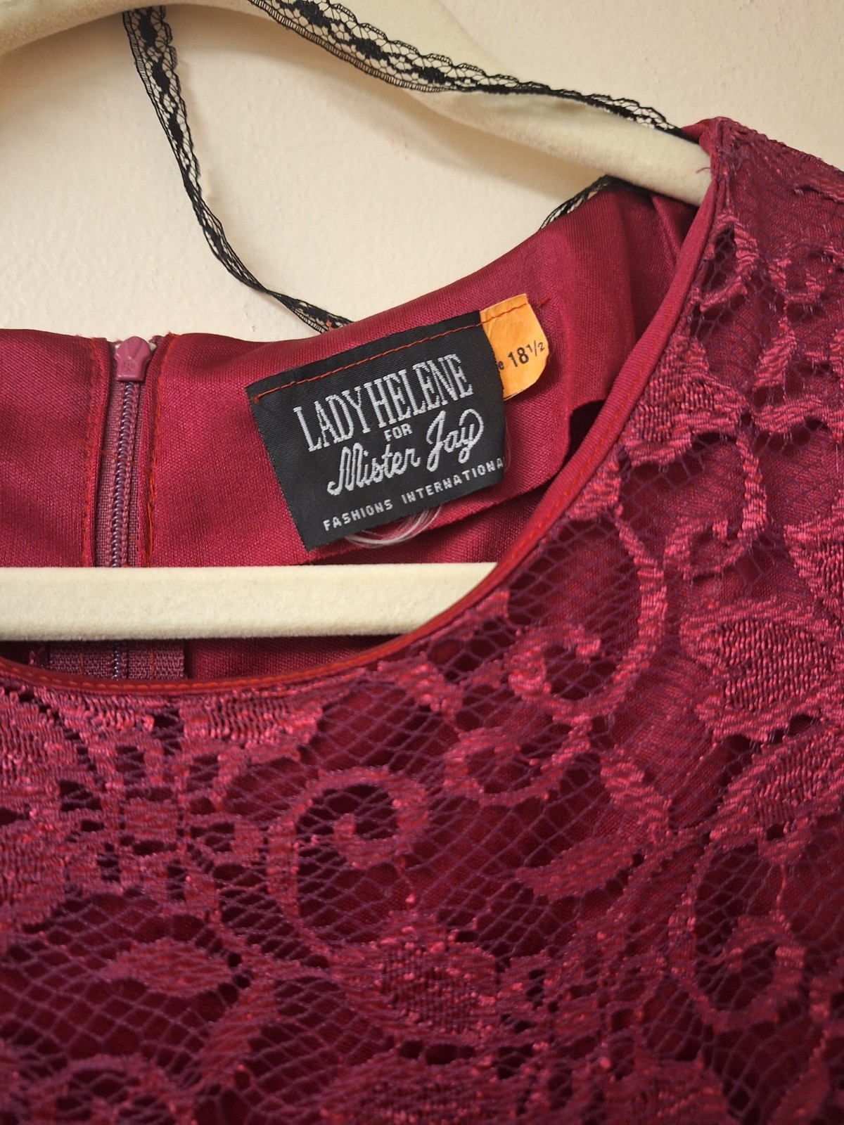 Vintage Lady Helene For Mister Jay Womens Dress Size 18 1/2 Burgandy