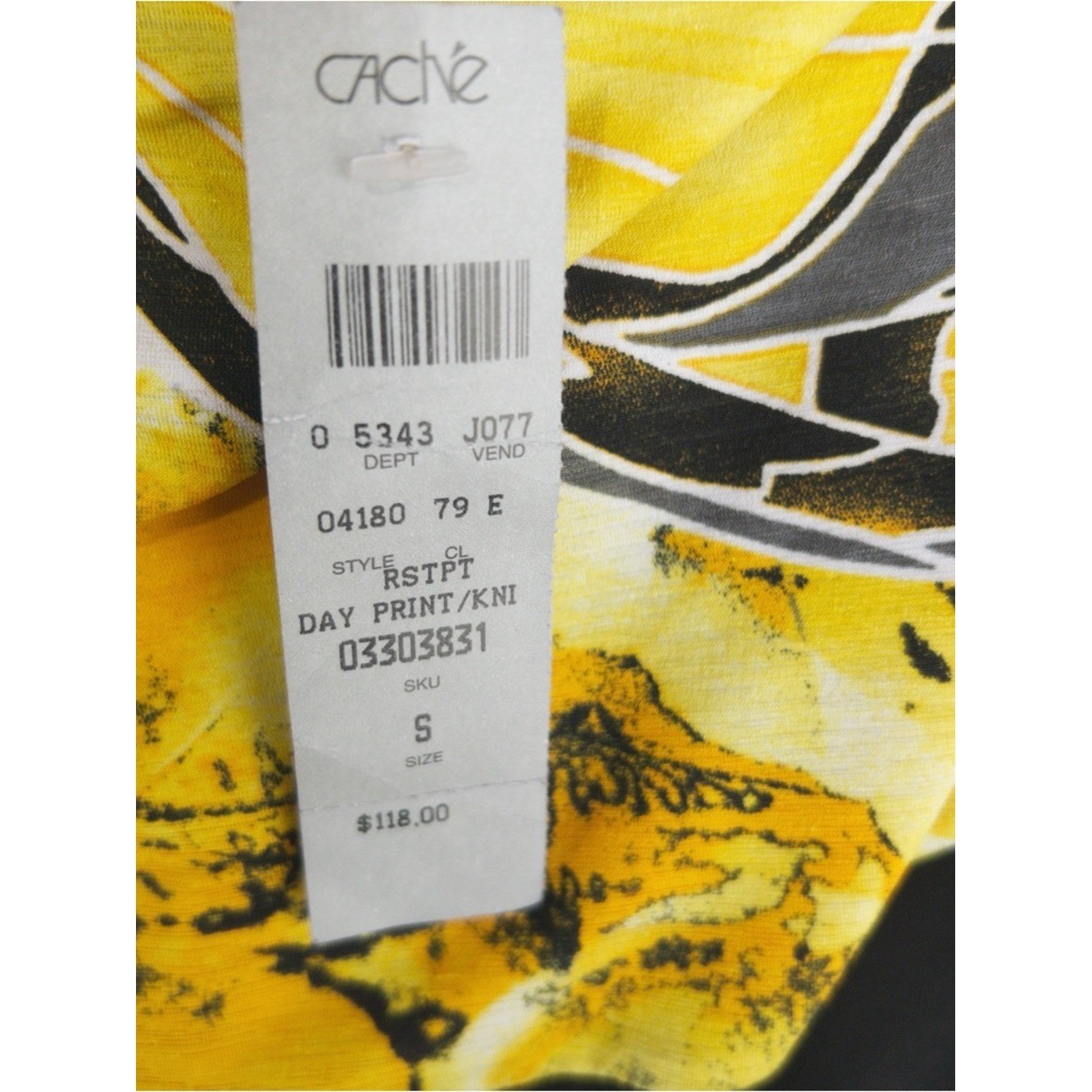 NWT Cache halter dress size S butterfly wing Yellow Black Vtg Y2k Deadstock $118
