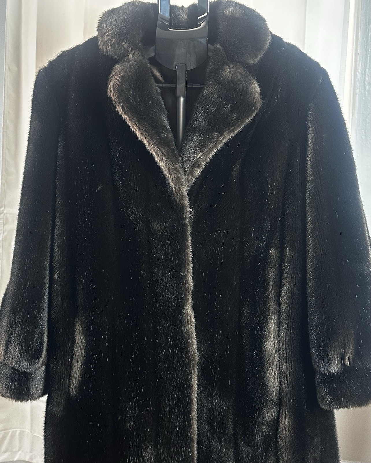 Vintage Mincara Russel Taylor Faux Fur Coat. Dark Brown, Sm/Med. Mid-length