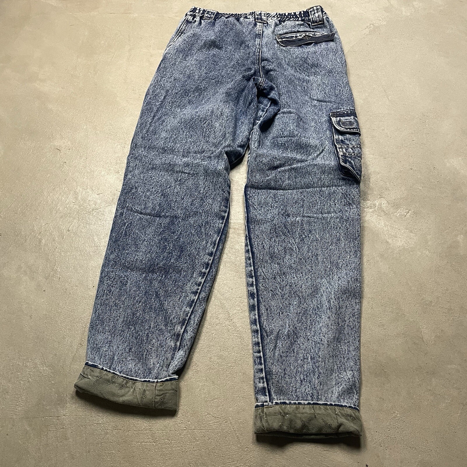 Vintage 80s Gitano Cargo Jeans Acid Wash Straight Size 16 Actual 26×28 High Rise
