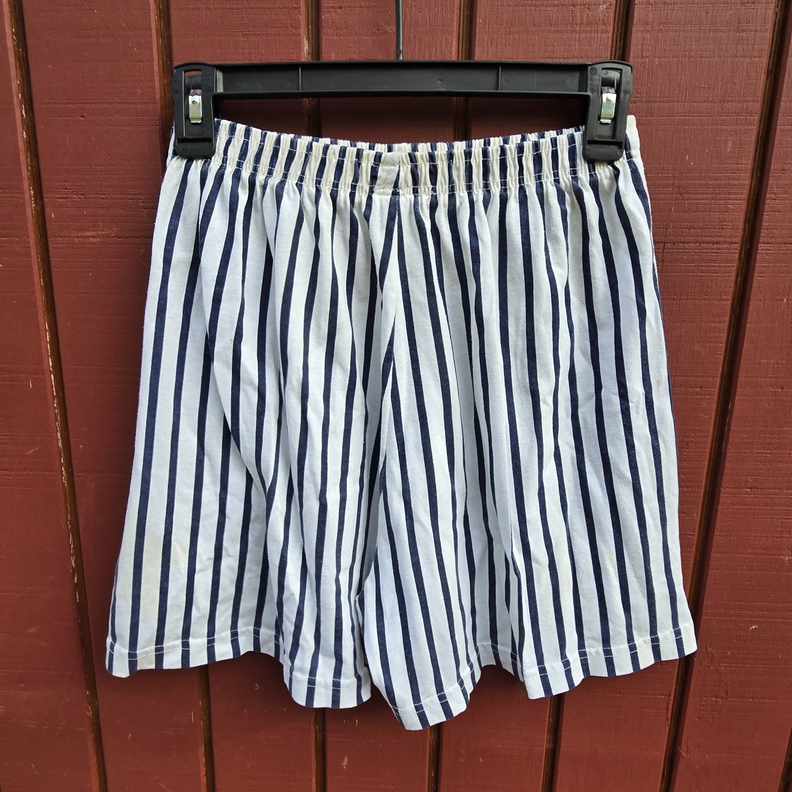 Vintage 90s Womens Cotton Shorts Elastic Waist Pinstripe Baseball Star MEDIUM