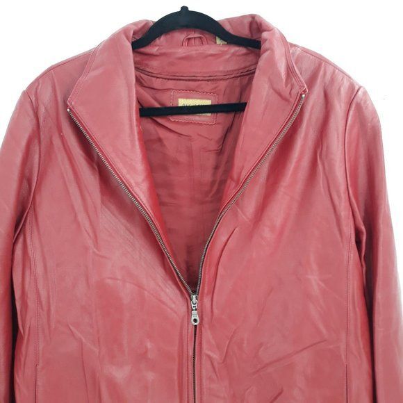 Vintage Midnight Velvet Jacket Faux Leather Moto Biker Zip Up Insulated Red XL
