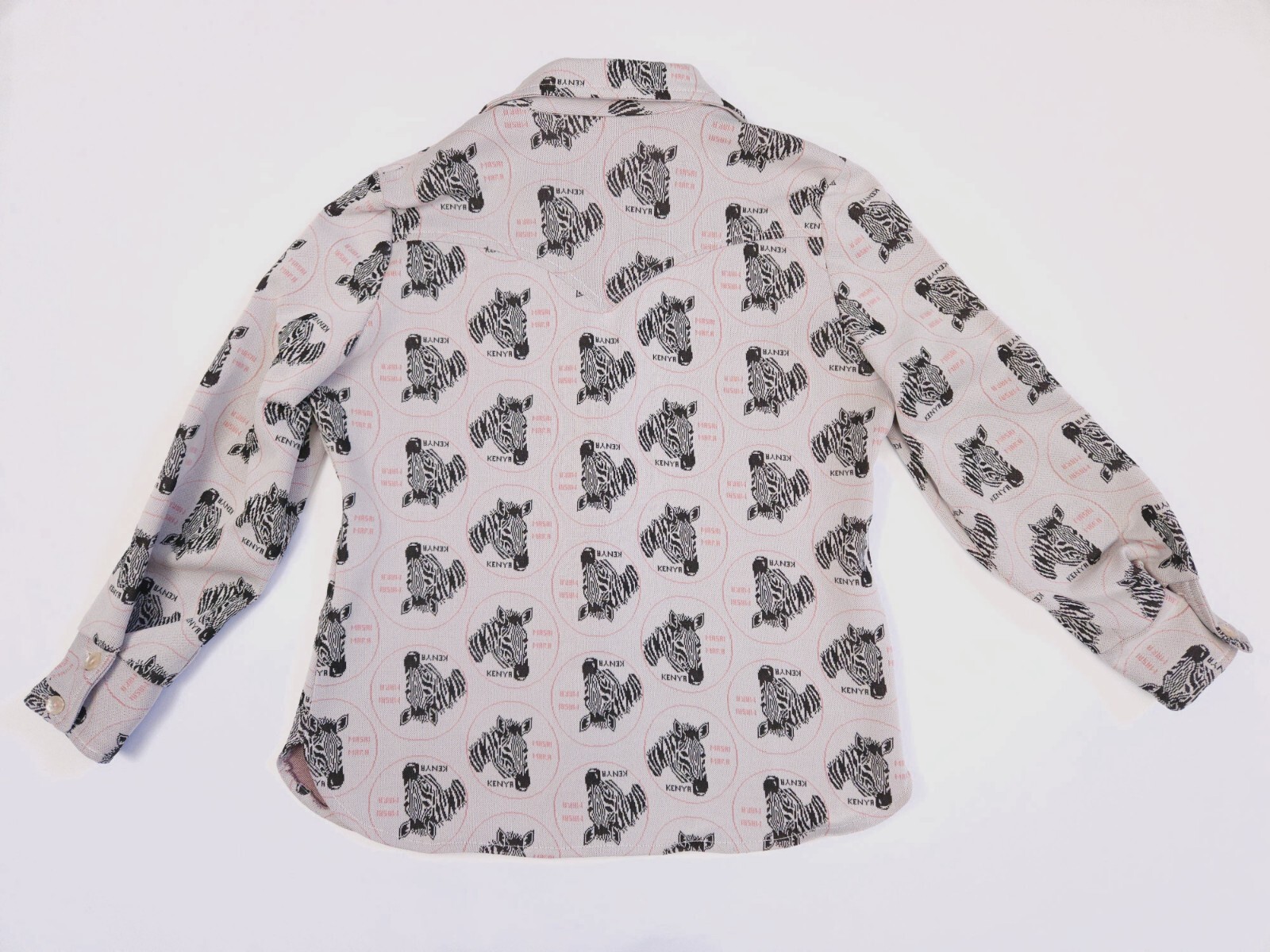 Masai Mara Zebra Double Knit Polyester Western Shirt Women’s Small Vintage 70s