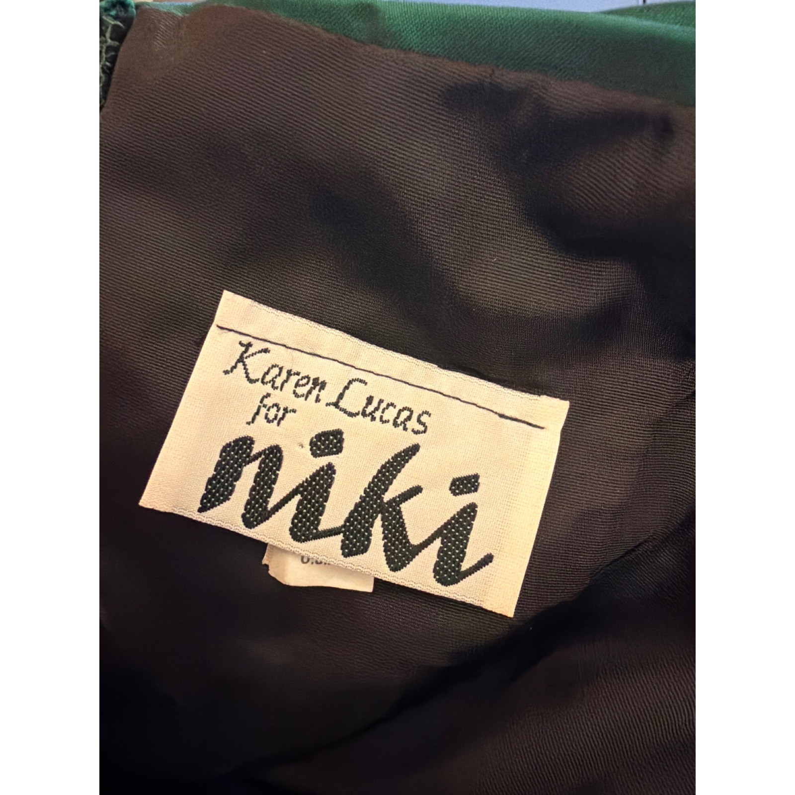 Vintage Karen Lucas for Niki Dress Emerald Green Gown Glamour Formal Rosette 14