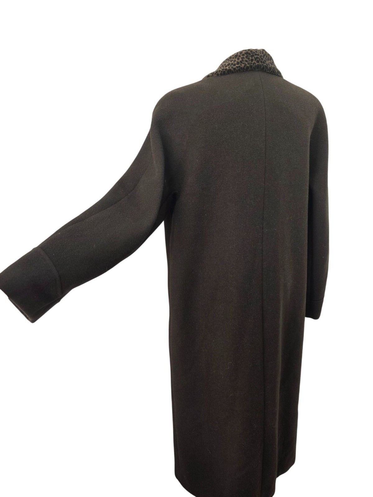 Donnybrook 80s Wool Coat Sz 10 Brown Animal Print Collar AS IS Costume Piece VTG