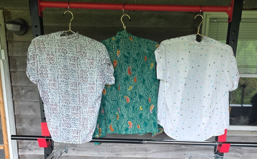 Lot Of 3 Vintage Blouses Shirts Print Women Short Sleeve Teacher Geek Mod