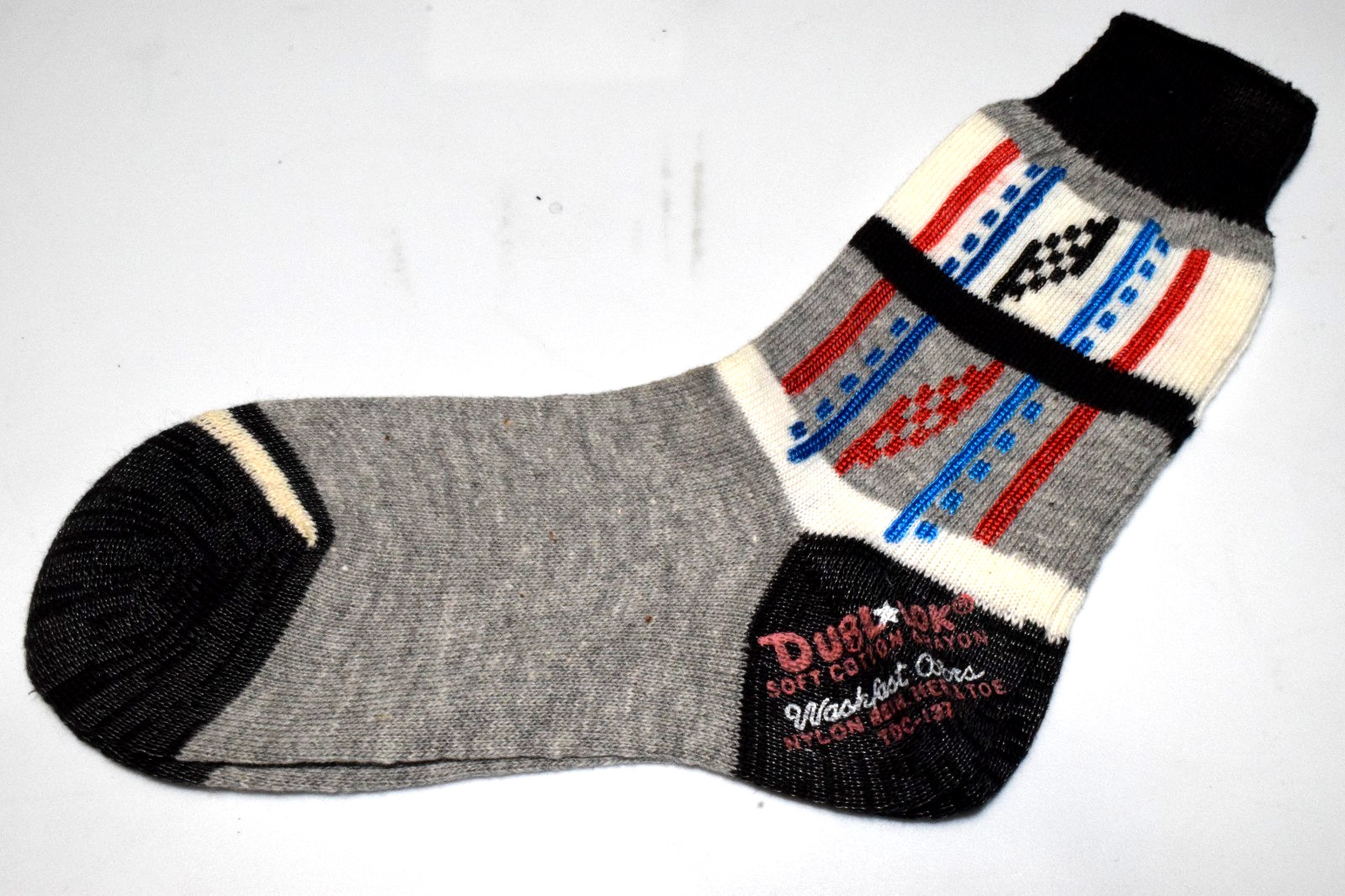 Argyle Socks VTG King James 40s 50s Gray Black Red Checker Argyle 6 x 6 Boys 7.5