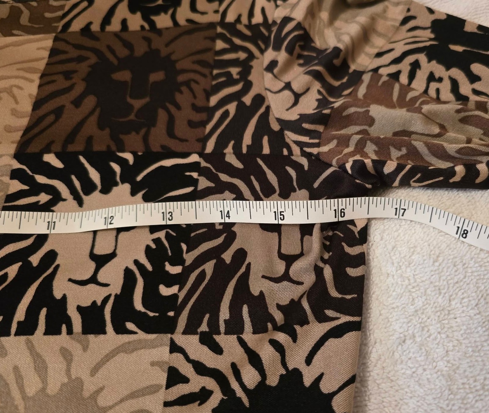 ANNE KLEIN VINTAGE Signature Logo LION Motif Silk Knit Long Sleeve Top Size P/XS