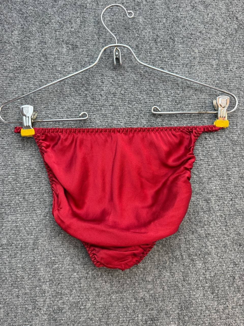 Vintage Red Nylon Lace Panties Women’s Size S Briefs Sheer Hi-Cut