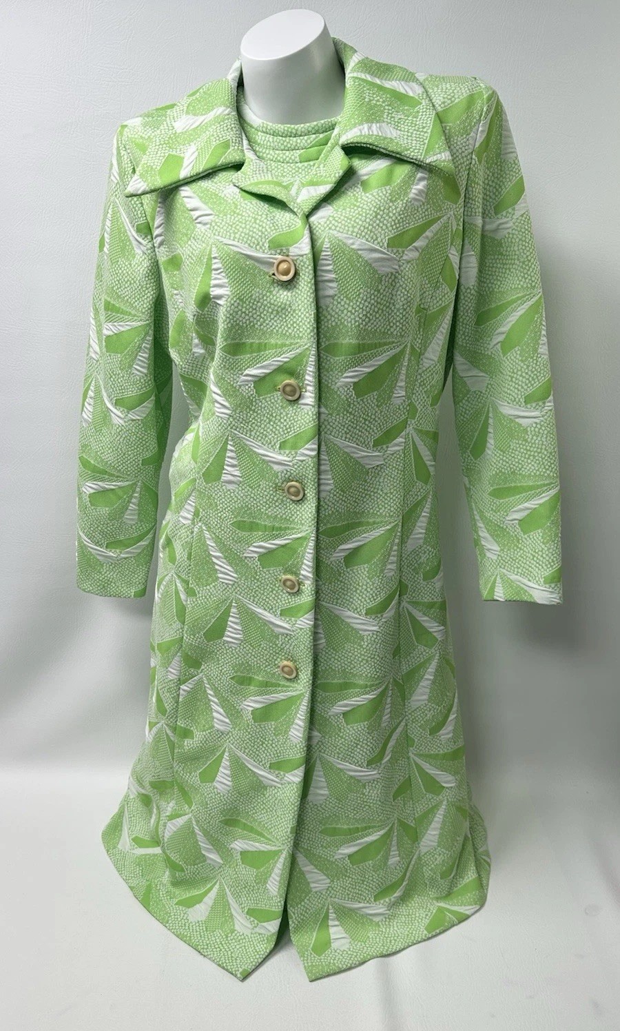 Vintage 60s Mod Geometric A-Line Dress & Coat Set Women’s Size S/M Jackie O